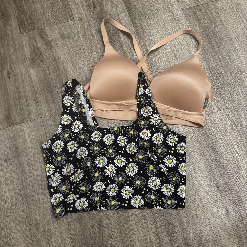 Bundle of bralettes. Aerie Satin Tan Bralette and lightweight floral